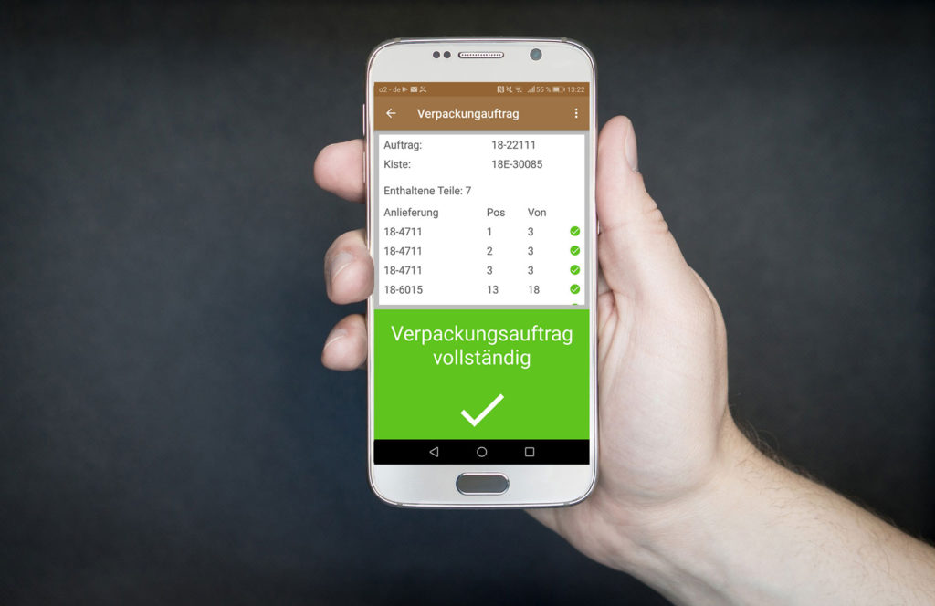 Abwicklung eines Verpackungsauftrages mit der XPM App